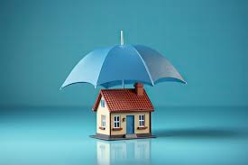 Maison miniature sous un parapluie, symbolisant la protection offerte par le programme d’assurance climatique proposé par la BCE