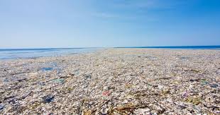 Déchets plastiques flottant à la surface de l’océan, illustrant l’ampleur de la pollution marine.